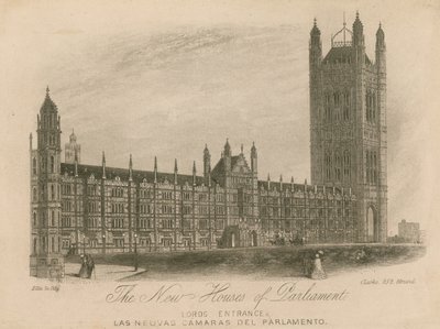 De nieuwe Parlementsgebouwen, Palace of Westminster, Londen; Lords Entree door English School