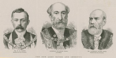 De nieuwe Lord Mayor en Sheriffs: Wethouder Sir Henry Isaacs, Lord Mayor door English School