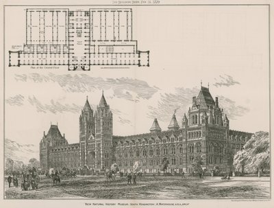 Het nieuwe Natuurhistorisch Museum, South Kensington, Londen door English School