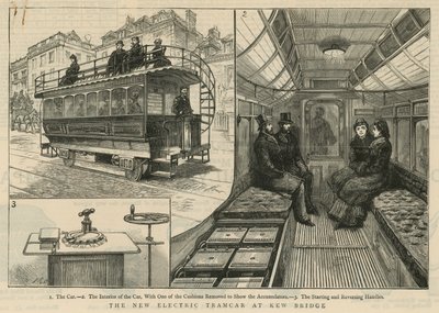 De nieuwe elektrische tramwagen bij Kew Bridge door English School