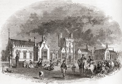 De oude Bedford School, herbouwd aan het eind van de 19e eeuw, uit Old England: A Pictorial Museum, pub. 1847 door English School