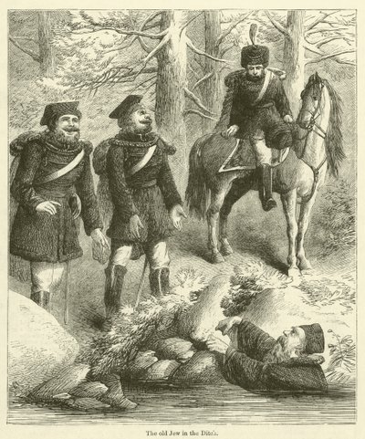 De oude Jood in de greppel (gravure) door English School