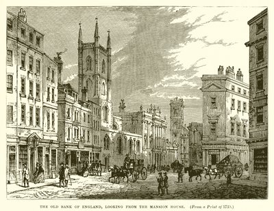 De oude Bank of England, gezien vanaf het Mansion House door English School