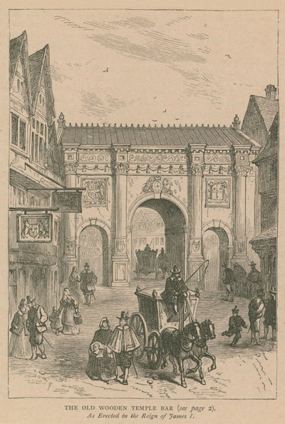 De oude houten Temple Bar door English School