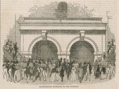 De opening van de Thames Tunnel; Rotherhithe ingang van de tunnel door English School