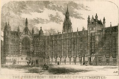 De voorkant van de Peers, nieuw paleis van Westminster, Londen door English School