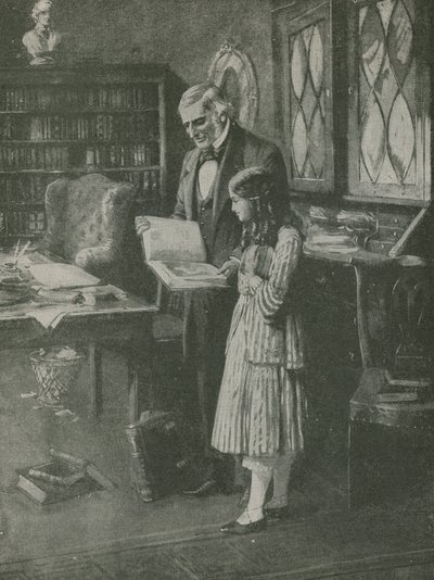 De filosoof en het kleine meisje tussen de boeken door English School