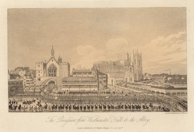 De processie van Westminster Hall naar de Abbey door English School