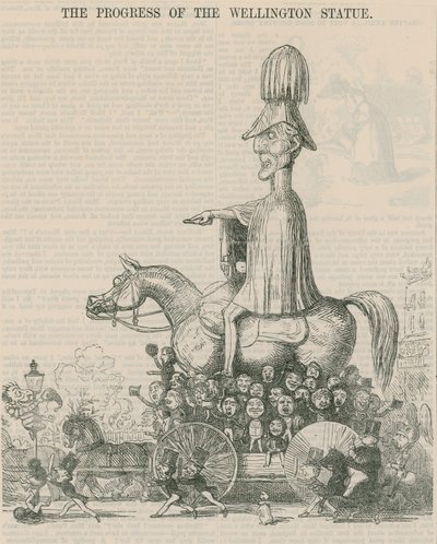 De voortgang van het Wellington-standbeeld, cartoon door English School
