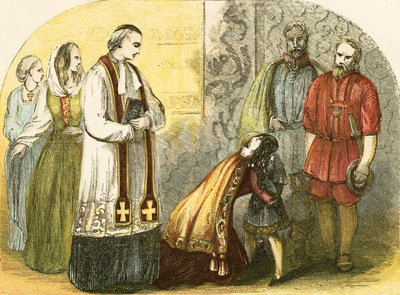 De koningin van Edward IV, afscheid nemend van de jonge hertog van York door English School