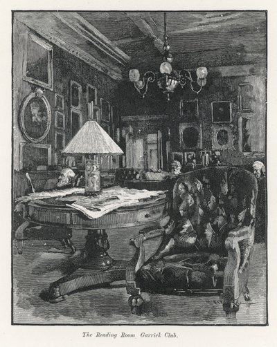 De leeszaal van de Garrick Club door English School