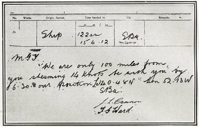 Het antwoord van de Russische stoomboot, Birma, op de noodsignalen van de Titanic, uit 
