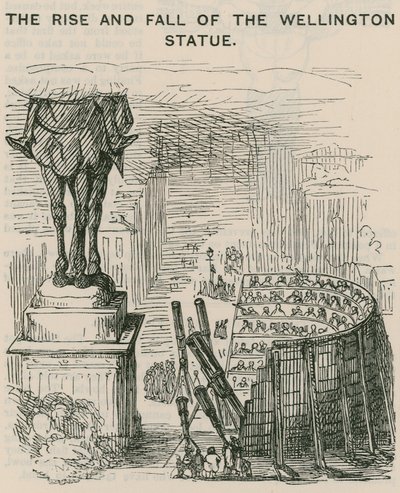De opkomst en ondergang van het Wellington-standbeeld; cartoon door English School