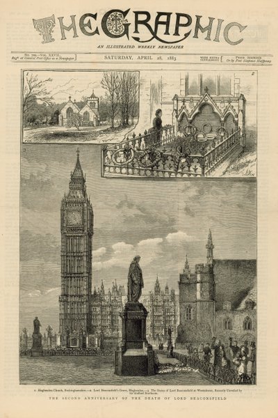 De tweede verjaardag van de dood van Lord Beaconsfield door English School