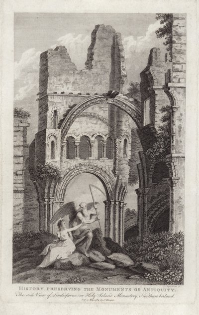 De zijaanzicht van Lindisfarne door English School