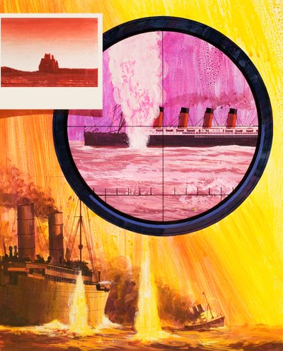Het zinken van de Lusitania door English School
