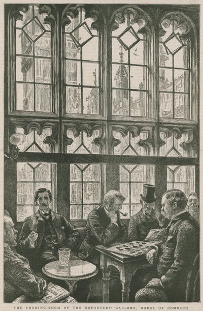 De rookkamer van de Reporters Gallery, Lagerhuis door English School