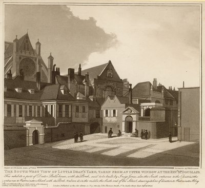 Het zuidwestelijke uitzicht van Little Deans Yard door English School