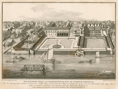 De zuidelijke voorkant van Somerset House met zijn uitgestrekte tuinen door English School