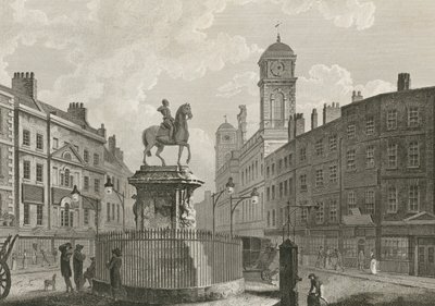 Het standbeeld van Karel I te paard door English School