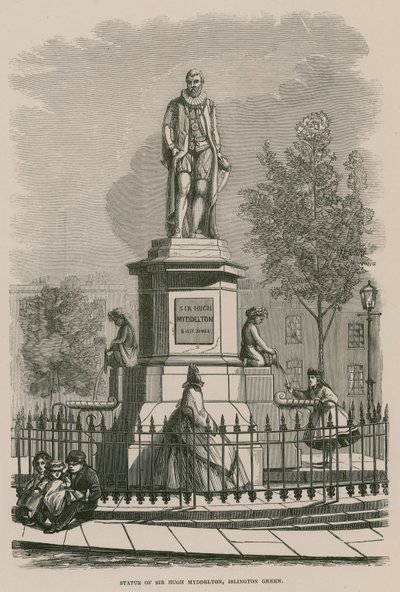 Het standbeeld van Sir Hugh Myddleton op Islington Green door English School