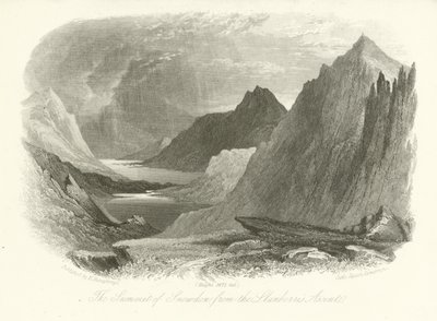 De top van Snowdon vanaf de Llanberis beklimming, Wales door English School