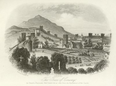 De stad Conwy, Noord-Wales door English School