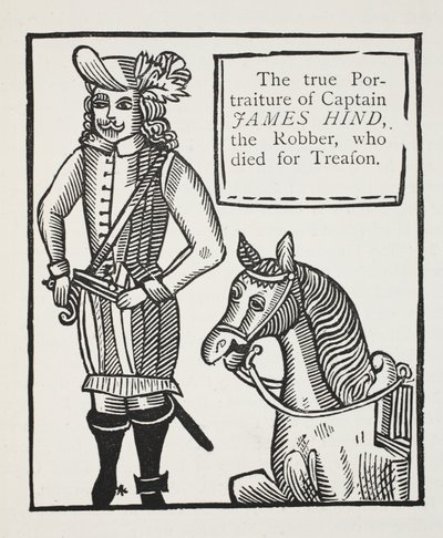 Het ware portret van kapitein James Hind, de rover, die stierf door verraad, illustratie uit Chap-books van de achttiende eeuw door John Ashton, uitgegeven 1882 door English School