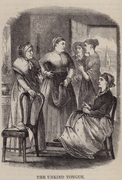De onvriendelijke tong (gravure) door English School