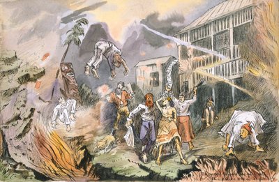 Diezelfde nacht blies de hele plaats op, ca. 1880 door English School