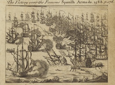 De overwinning op de beroemde Spaanse Armada, 1588 door English School
