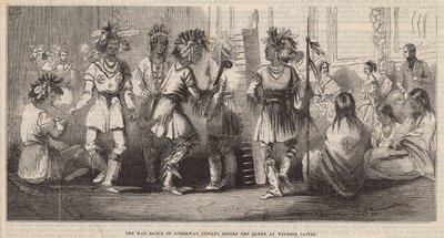 De oorlogsdans van de Ojibbeway Indianen voor de koningin in Windsor Castle door English School