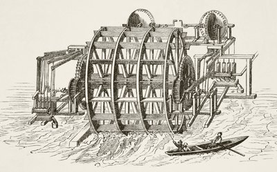 De waterwerken van London Bridge, voor het eerst opgericht in 1582, uit The National and Domestic History of England door William Hickman Smith Aubrey (1858-1916) gepubliceerd in Londen, ca. 1890 door English School