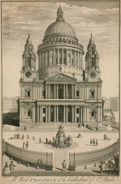 Het westelijke uitzicht op de Kathedraal van St Pauls, Londen door English School