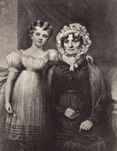 De weduwe en kleindochter van Robert Burns door English School