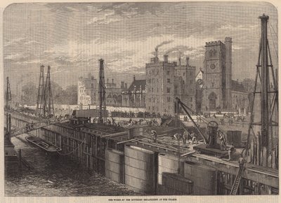 De werken aan de zuidelijke Embankment van de Thames door English School
