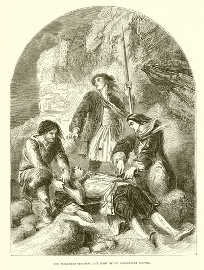 De wrakplunderaars strippen het lichaam van Sir Cloudesley Shovell door English School