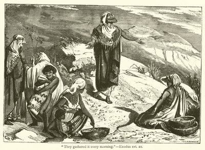 "Ze verzamelden het elke ochtend", Exodus, xvi, 21 door English School