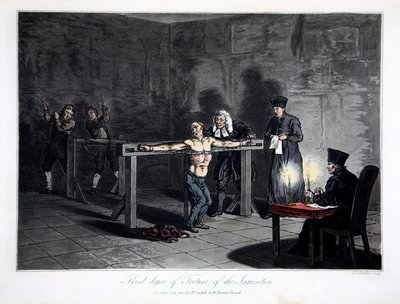 Derde Graad van Marteling van de Inquisitie, gegraveerd door L.C. Stadler, uitgegeven door Cadell & Davies, Londen door English School