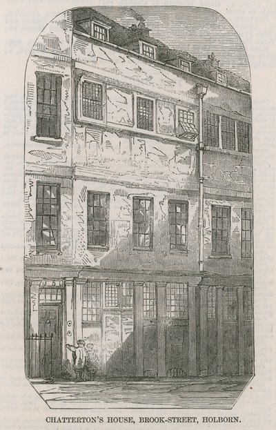 Huis van Thomas Chatterton, Brooks Street, Holborn, Londen door English School