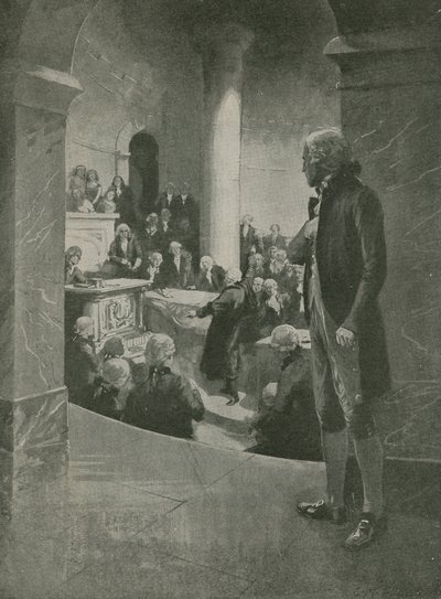 Thomas Jefferson luistert naar de verraadsspeech door English School