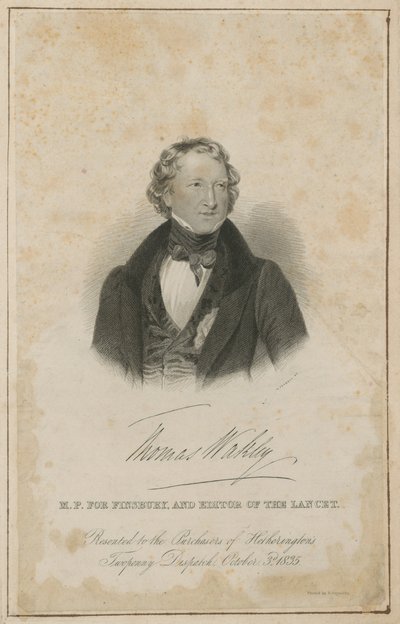Thomas Wakley, MP voor Finsbury en oprichter van The Lancet door English School