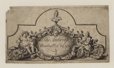 Ticket voor De Antwerpen, 22 december 1730 door English School