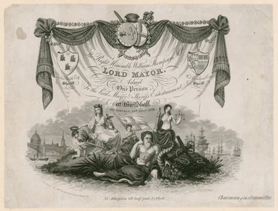 Toegangskaart voor het Lord Mayors Entertainment op 10 november 1828 door English School