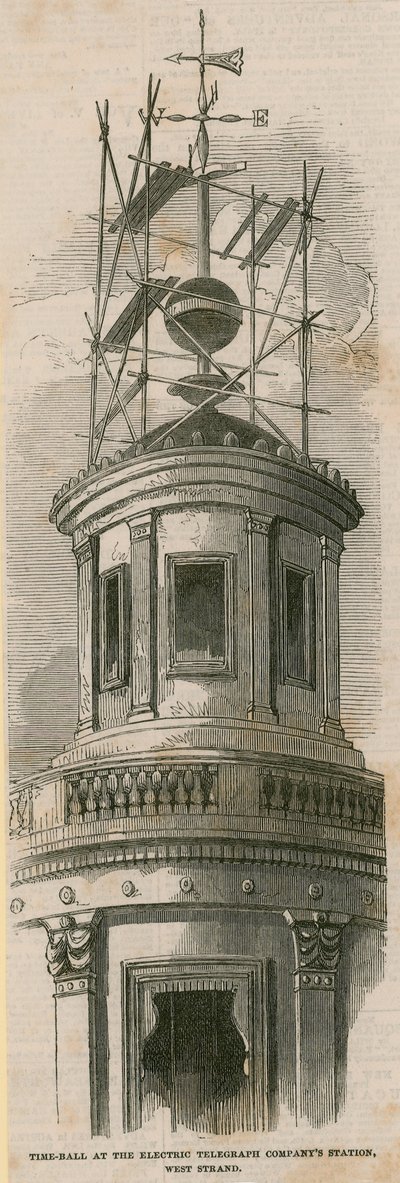 Tijdkogel bij het station van de Electric Telegraph Company, West Strand door English School