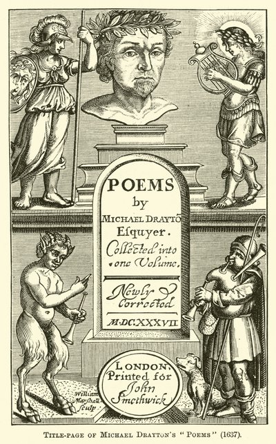 Titelpagina van Michael Draytons Gedichten, 1637 door English School