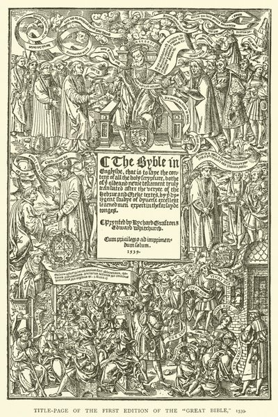 Titelpagina van de eerste editie van de Grote Bijbel, 1539 door English School