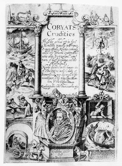 Titelpagina van Coryats Crudities, gepubliceerd in 1611 door English School