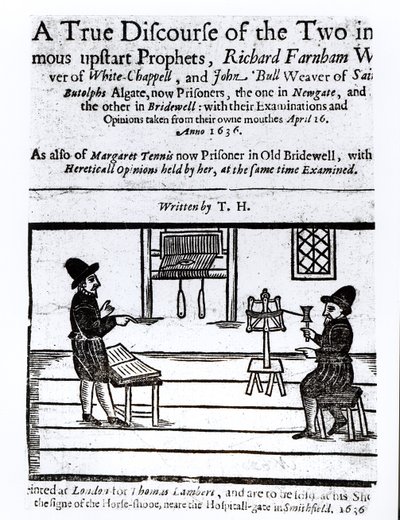 Titelpagina van A True Discourse of the Two Infamous Prophets, Richard Farnham, Weaver, of White-Chapel, en John Bull, Weaver, of Saint Botolphs, Algate door T.H 1636 door English School