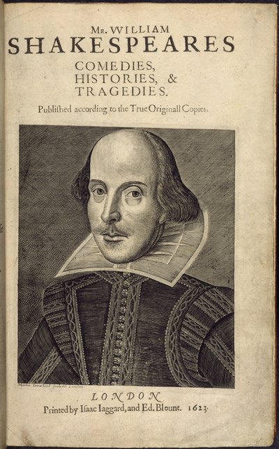 Titelpagina met een portret van Shakespeare, uit 